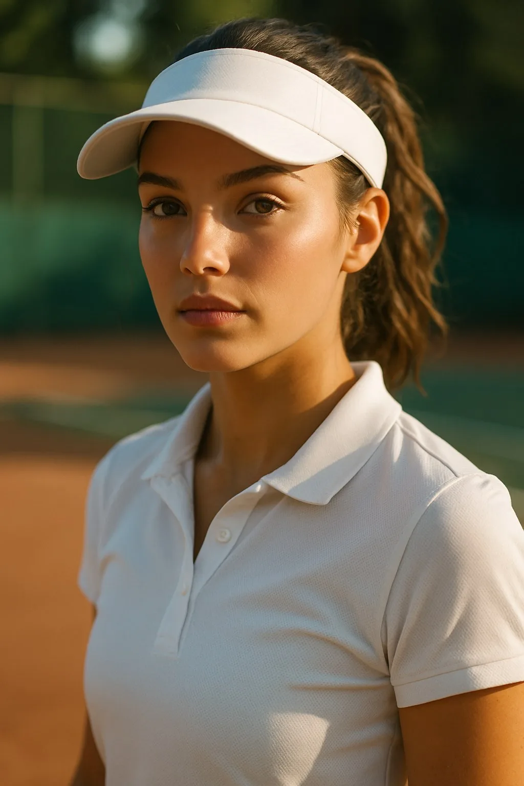 Beautiful woman wearing the Court Visor & Polo Combo