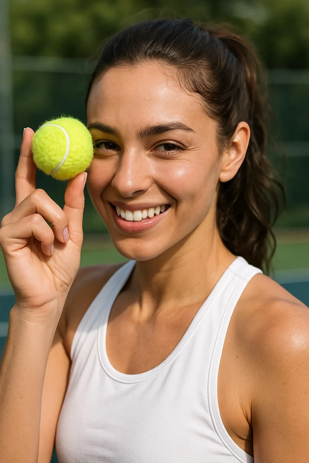 Beautiful woman holding Sakura Championship tennis balls